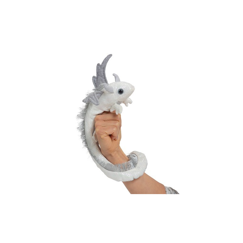 Títere de pulsera. DRAGÓN PLATEADO - Pearl Dragon Wristlet