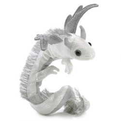 Títere de pulsera. DRAGÓN PLATEADO - Pearl Dragon Wristlet