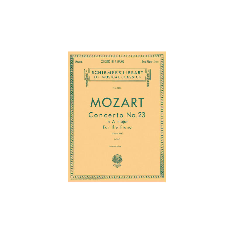 Partitura. MOZART Concerto No. 23 in A, K.488 Schirmer Library of Classics Volume 1584