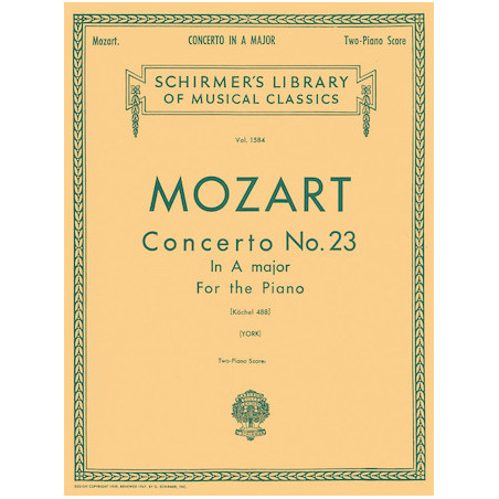 Partitura. MOZART Concerto No. 23 in A, K.488 Schirmer Library of Classics Volume 1584