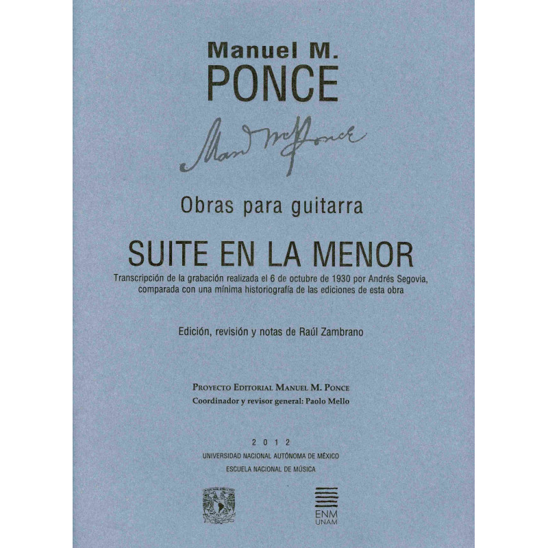 Libro. OBRAS PARA GUITARRA. SUITE EN LA MENOR