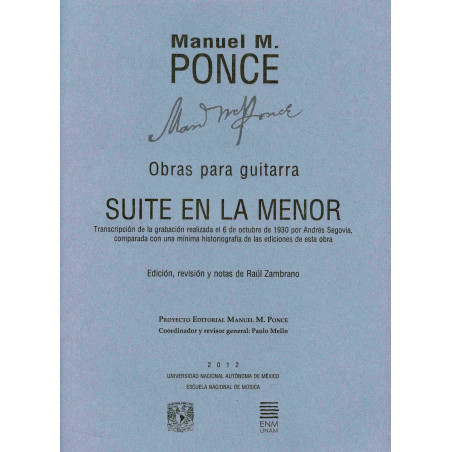 Libro. OBRAS PARA GUITARRA. SUITE EN LA MENOR