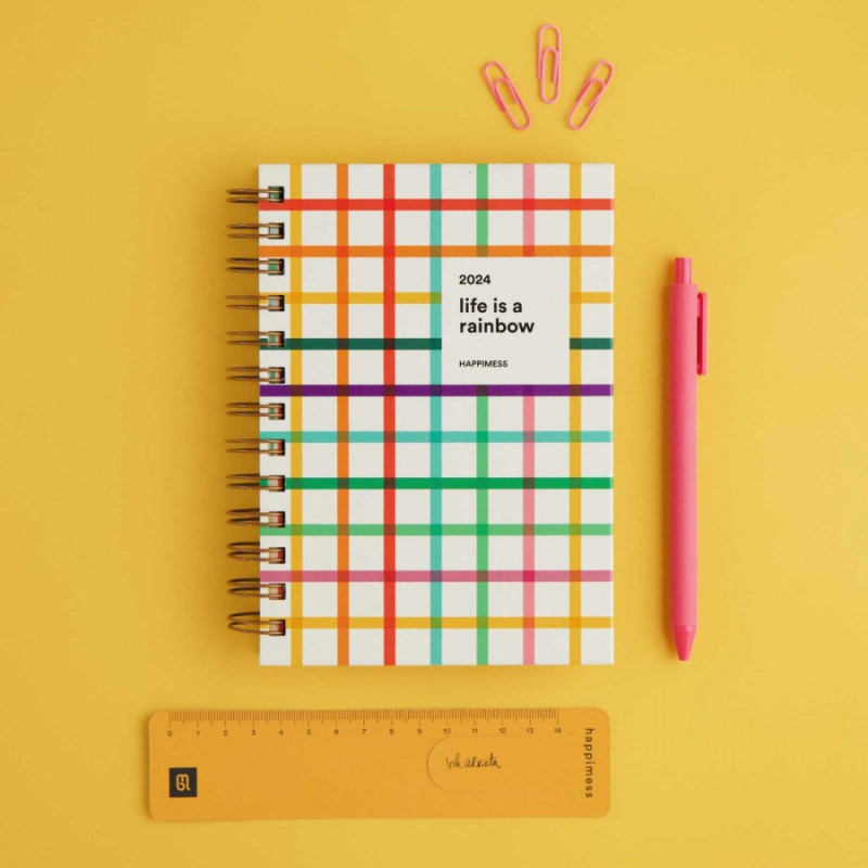 Agenda 2024 Pocket 2 Días por página Happimess Life is a rainbow
