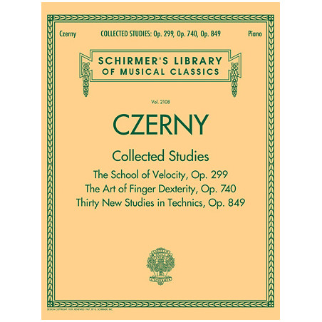 Partitura. Czerny: Collected Studies – Op. 299, Op. 740, Op. 849 Schirmer Library of Classics Volume 2108