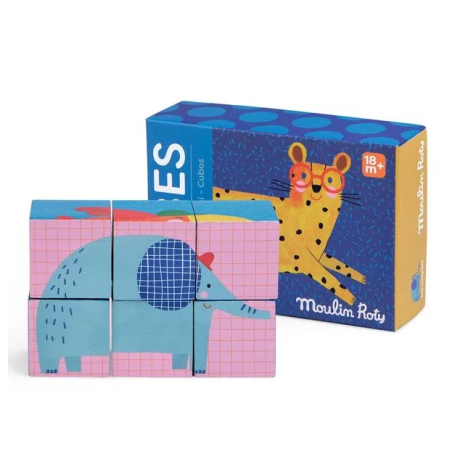 Rompecabezas. 6 cubos Les toupitis - Moulin Roty