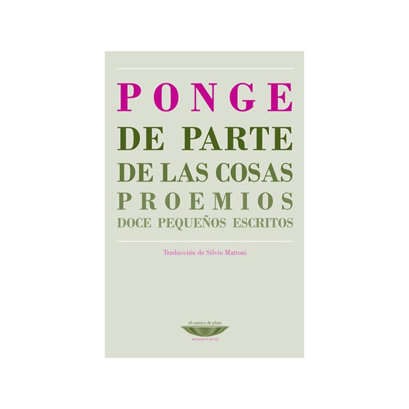 Libro. DE PARTE DE LAS COSAS - Francis Ponge