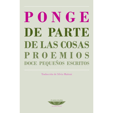 Libro. DE PARTE DE LAS COSAS - Francis Ponge