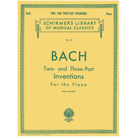 Partituras. BACH. 30 Two- and Three-Part Inventions Schirmer Library of Classics Volume 16